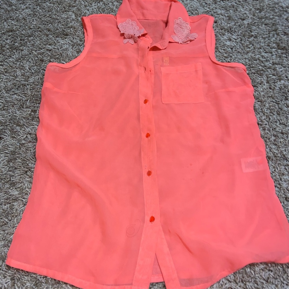 Bright orange girls flannel